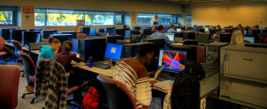 Photo of students at computers in the ELC